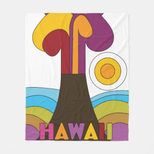 Hawaii Vintage Reiseposter im Stil der 1960er Jahr Fleecedecke