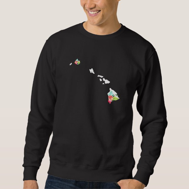 Hawaii Vintage Rose Staat Karte Sweatshirt (Vorderseite)