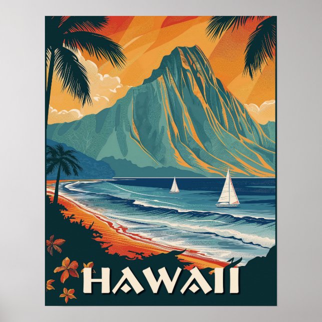 Hawaii Vintage Travel Poster (Vorne)