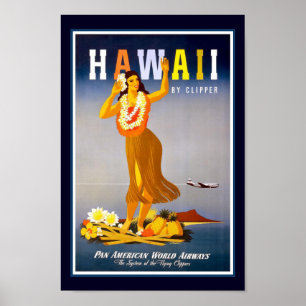 Hawaii Vintage Travel Poster