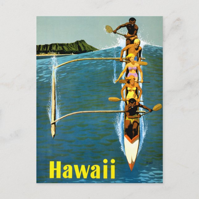 Hawaii Vintage Travel Poster neu Postkarte (Vorderseite)