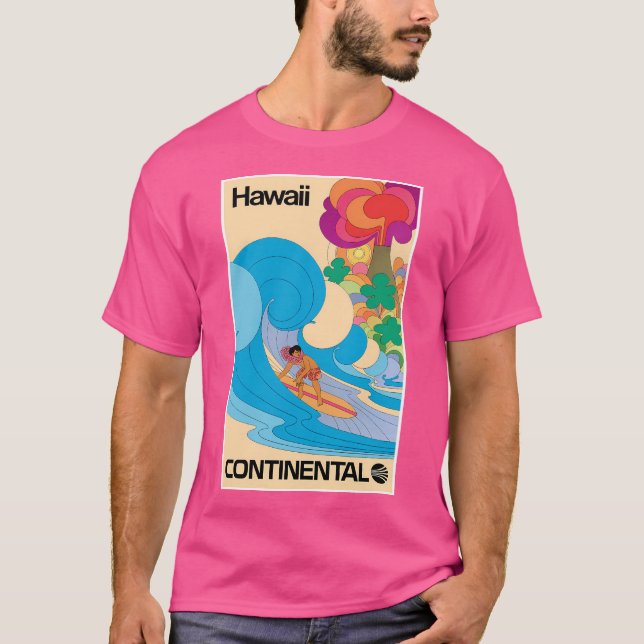 Hawaii Vintage Travel Poster T-Shirt (Vorderseite)