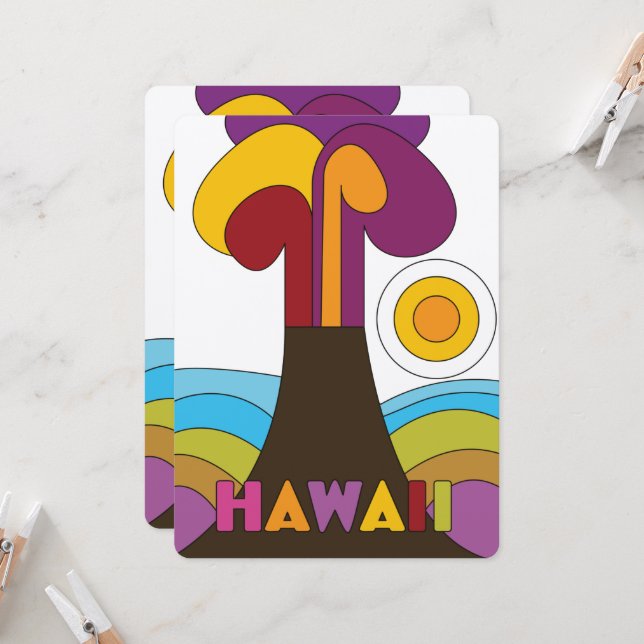 Hawaii Vintages Reiseplakat im Stil der 60er Jahre (Vorderseite/Rückseite Beispiel)