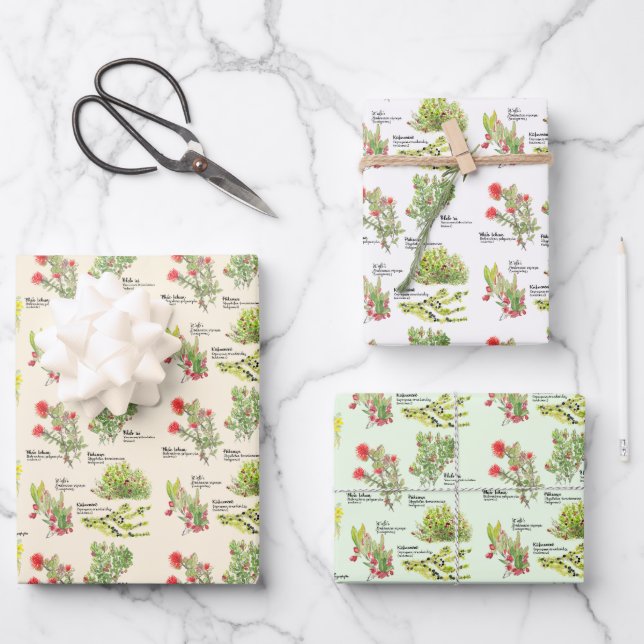 Hawaii Volcano Native Plants Wrapping Paper Geschenkpapier Set (Vorderseite)
