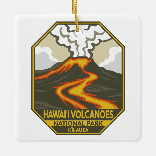 Hawaii Volcanoes Nationalpark Kilauea Retro Keramikornament (Vorderseite)