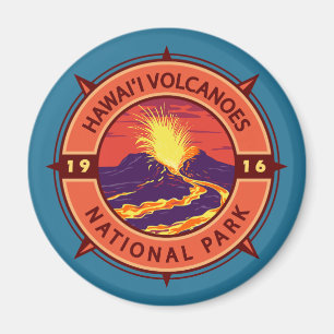 Hawaii Volcanoes Nationalpark Retro Kompass Magnet