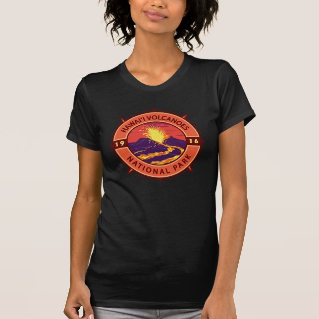 Hawaii Volcanoes Nationalpark Retro Kompass T-Shirt (Vorderseite)