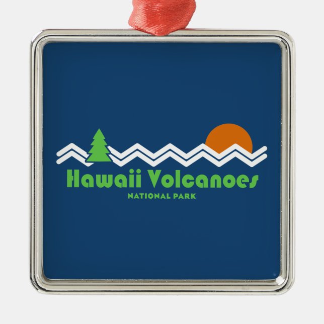 Hawaii Volcanoes Nationalpark Retro Ornament Aus Metall (Vorne)