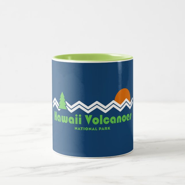 Hawaii Volcanoes Nationalpark Retro Zweifarbige Tasse (Mittel)
