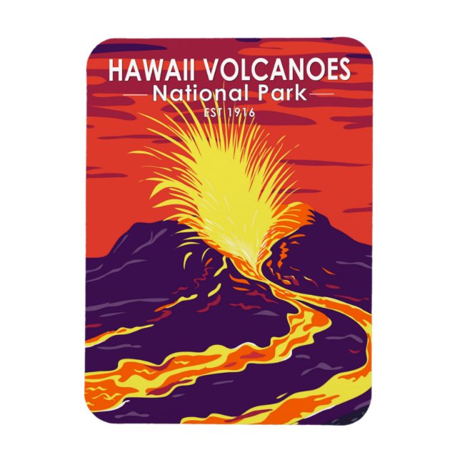 Hawaii Volcanoes Nationalpark Vintag Magnet (Vertikal)