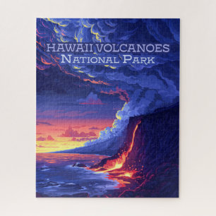 Hawaii Volcanos Nationalpark Große Insel Retro Puzzle