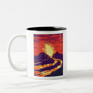 Hawaii Volcanos-Nationalpark mit aktiver KIlauea Zweifarbige Tasse