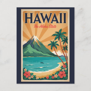 Hawaii-Vulkan-Illustration Reise Kunst Vintage Postkarte