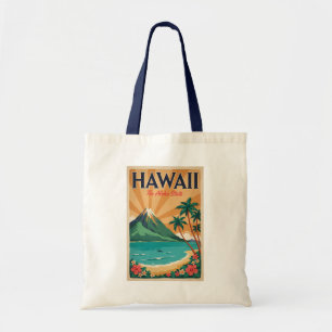 Hawaii-Vulkan-Illustration Reise Kunst Vintage Tragetasche