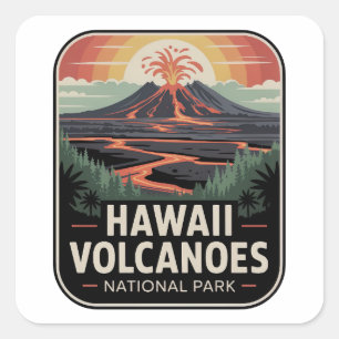 Hawaii-Vulkane-Nationalpark-Lava-Abzeichen Quadratischer Aufkleber