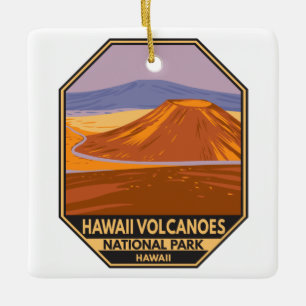 Hawaii Vulkane Nationalpark Mauna Kea Vintage  Keramikornament