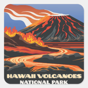 Hawaii Vulkane Nationalpark Mauna Loa Vintage Quadratischer Aufkleber
