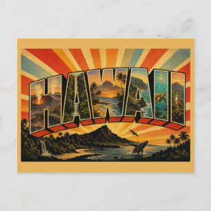 Hawaii Vulkane Regenwald Wasserfall Strand Kunst Postkarte