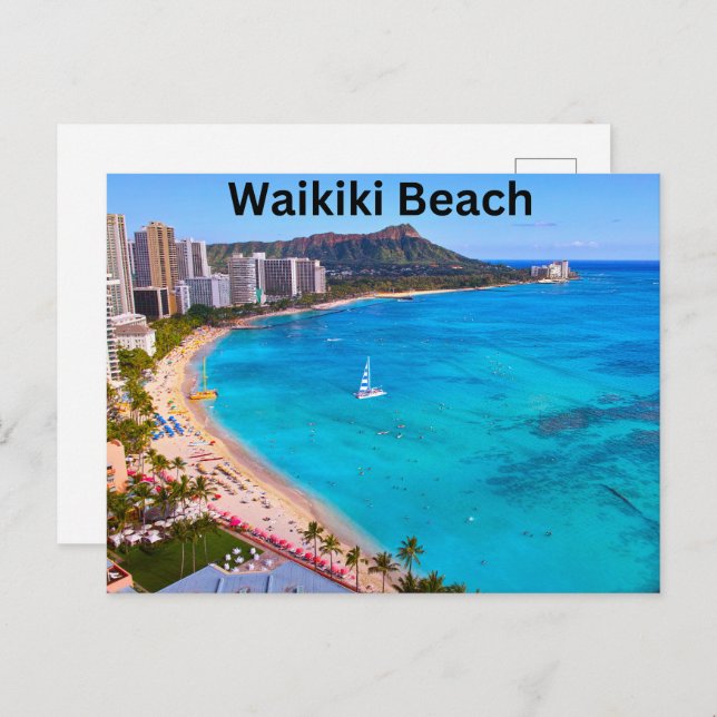 Hawaii Waikiki Beach Postkarte (Vorne/Hinten)