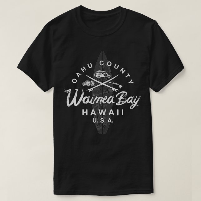 Hawaii Waimea Bay North Shore Oahu Hawaiian Surfin T-Shirt (Design vorne)