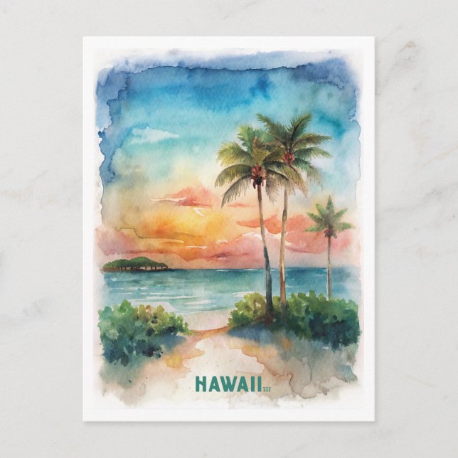 Hawaii Watercolor-Malerei Postkarte (Vorderseite)