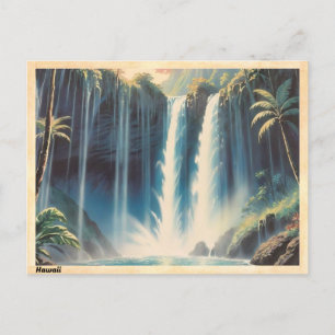 Hawaii Waterfall Vintag Postkarte