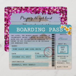 Hawaii Wedding Boarding Pass Einladung