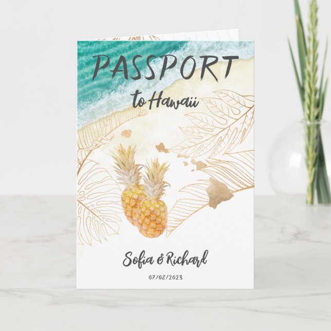 Hawaii Wedding Reisepass World Modern Einladung (Vorderseite)