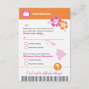 Hawaii Wedding RSVP Confirmation Boarding Pass Einladung