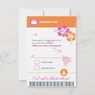 Hawaii Wedding RSVP Confirmation Boarding Pass Karte