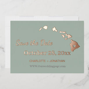 Hawaii Wedding Save the Date Rose Gold Folieneinladung