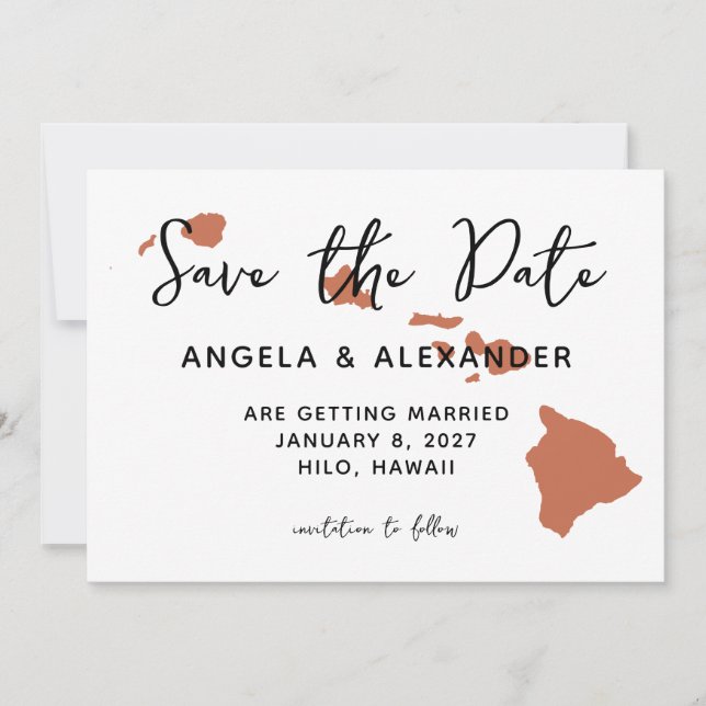 Hawaii Wedding Terracotta Save The Date (Vorderseite)