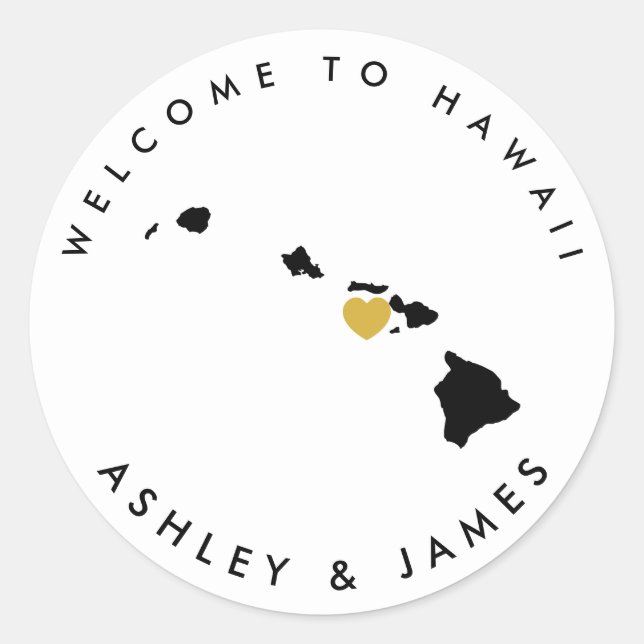 Hawaii Wedding Willkommensticker für Leckerei Box  Runder Aufkleber (Vorderseite)