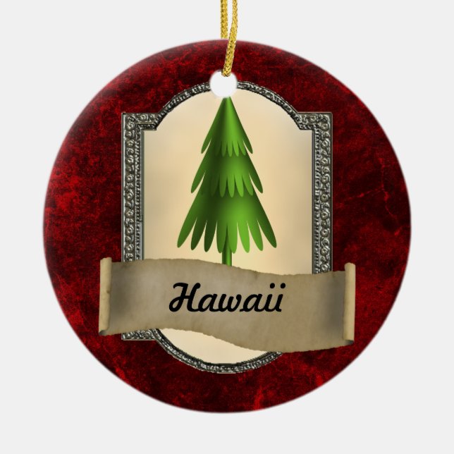 Hawaii-Weihnachtsverzierung Keramik Ornament (Vorne)