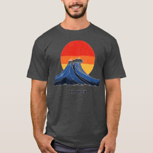Hawaii-Welle- und Sonnenuntergang-Grafik-T-Shirt T-Shirt
