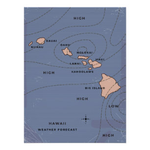 Hawaii Wettervorhersage im Vintage-Stil Poster