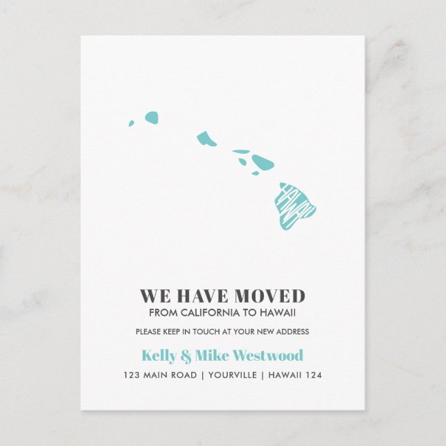 HAWAII Wir haben neue Adresse Neue Zuhause verscho Postkarte (Vorderseite)