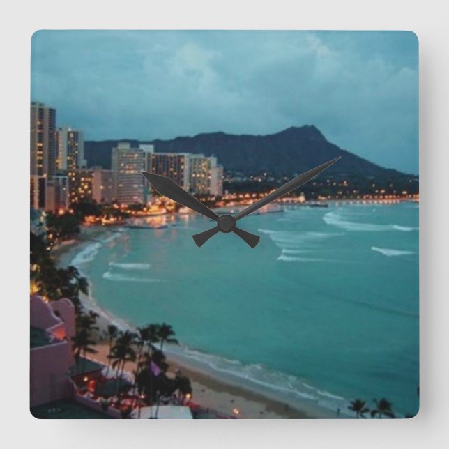 HAWAIIALOHA SAMMLUNG QUADRATISCHE WANDUHR (Vorderseite)