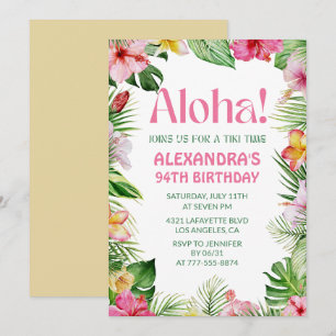 Hawaiian 94. Geburtstag Einladung Tropische Flora