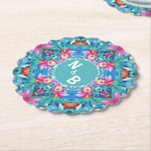 Hawaiian Abstrakt Monogram Couple Classic Untersetzer