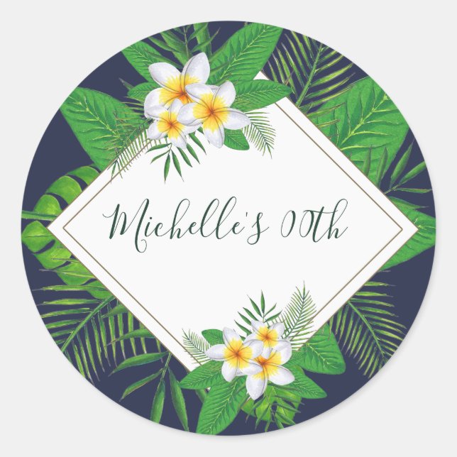 Hawaiian Aloha Luau Birthday Party Runder Aufkleber (Vorderseite)