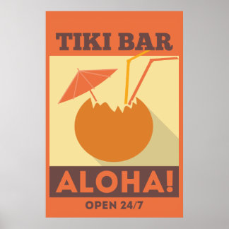 Hawaiian Aloha Tiki Bar Poster