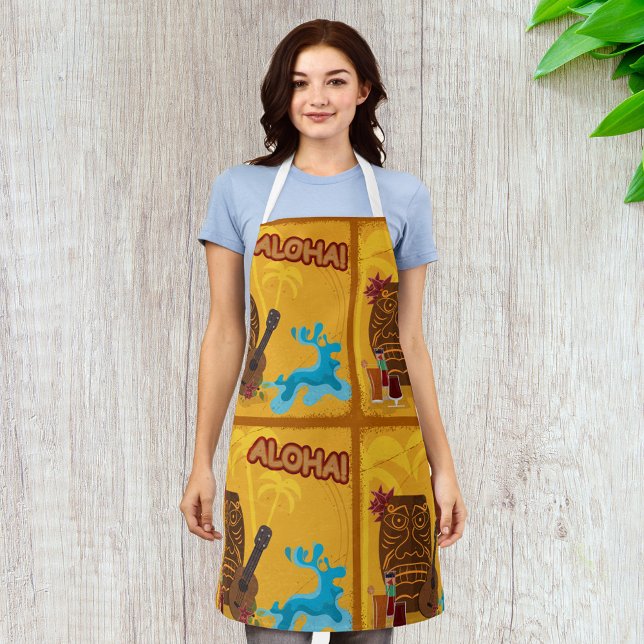 Hawaiian Aloha Tiki Bar Retro Luau Party Schürze (Von Creator hochgeladen)
