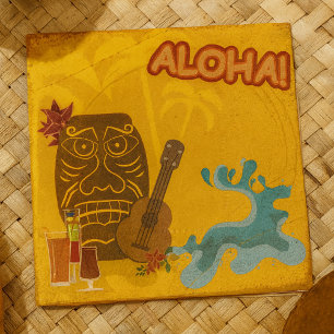 Hawaiian Aloha Tiki Bar Retro Luau Party Serviette