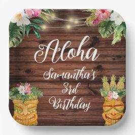 Hawaiian Aloha Tropical Birthday Luau Party Pappteller