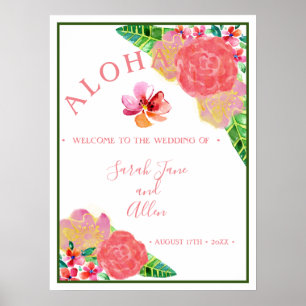 Hawaiian Aloha Wedding Welcome Poster