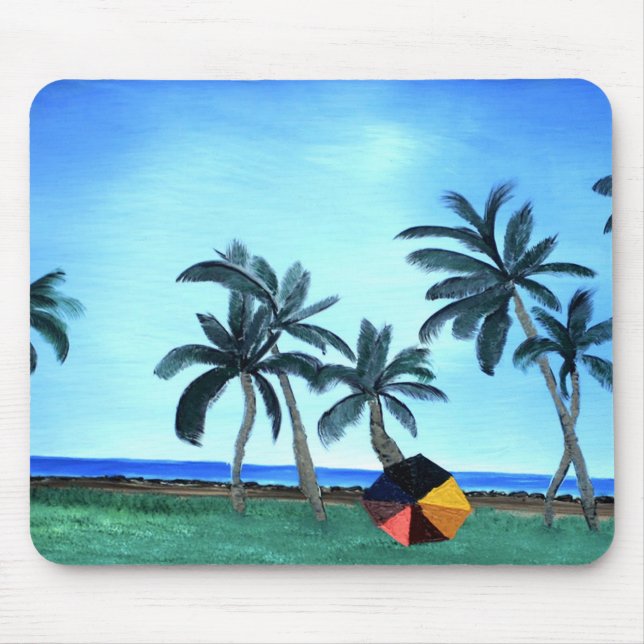 Hawaiian Beach Park & Palm Trees Malerei Mousepad (Vorne)
