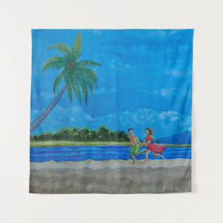 Hawaiian Beach Run Wandteppich