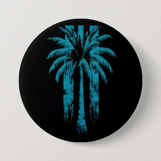 Hawaiian Beach Summer Tropical Vacation Palm Tree Button (Vorderseite)