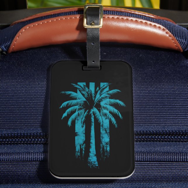 Hawaiian Beach Summer Tropical Vacation Palm Tree Gepäckanhänger (Vorderseite Insitu 2)